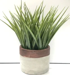 Artificial Green Plant in Cement Pot | Wood Look 12 x 24 cm