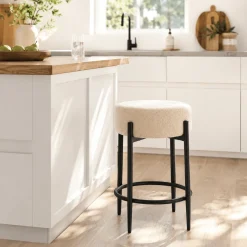 Baza Fabric Stool – Upholstered Counter Stool with Metal Frame