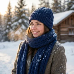 Cable Knit Beanie & Scarf Set