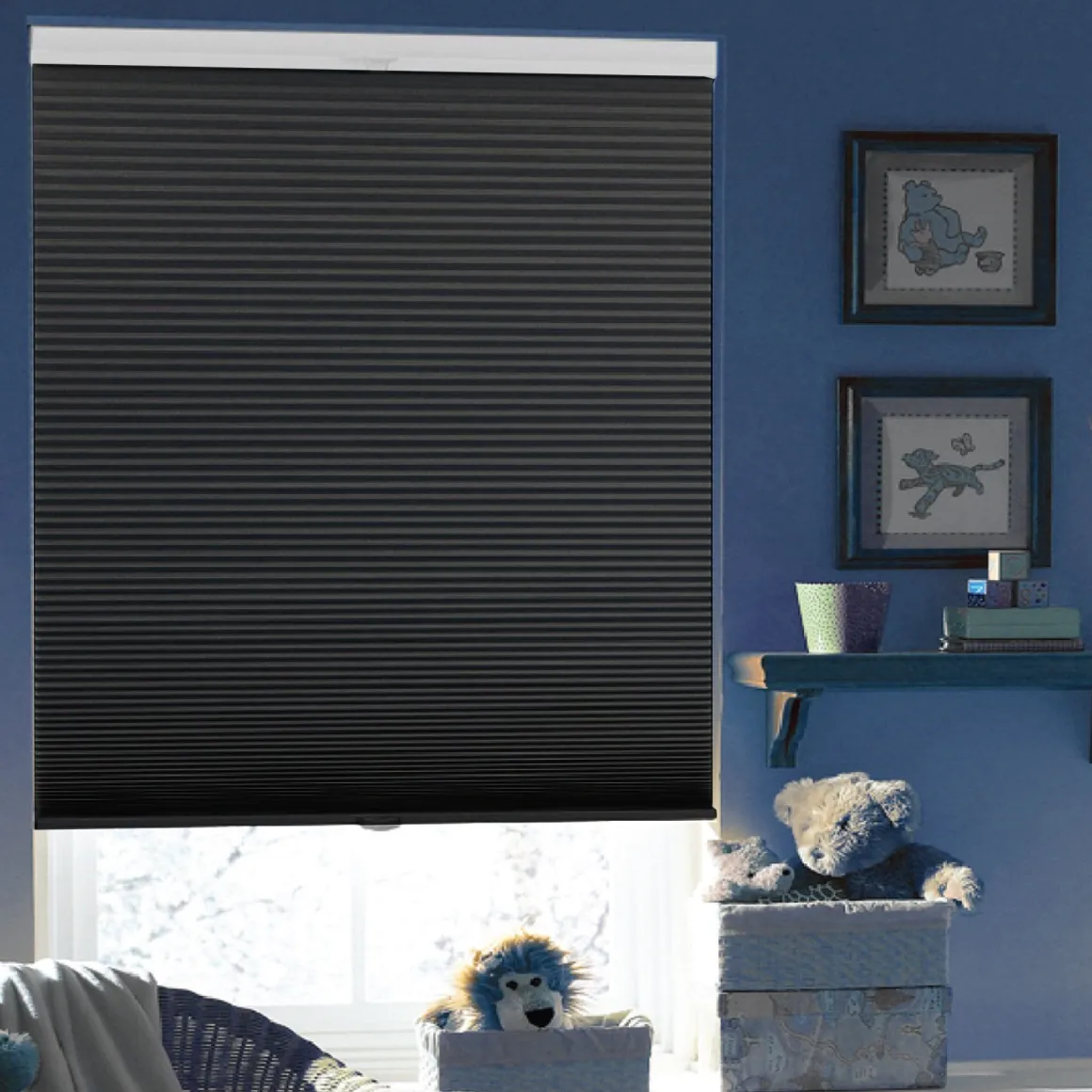 Cordless Blackout Pleated Cellular Blinds | Black