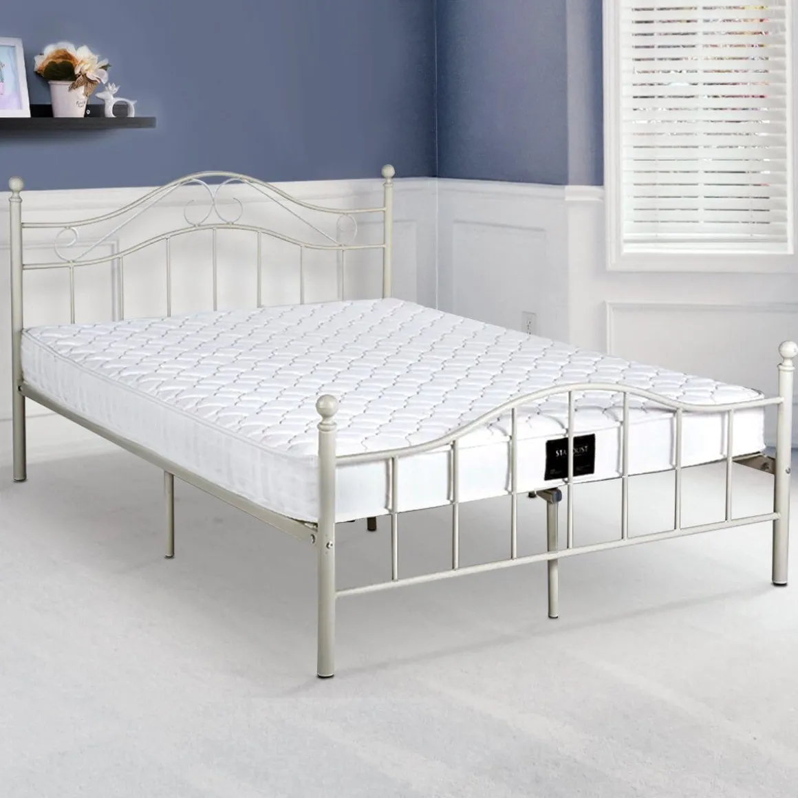 Curved Design White Metal Bed
