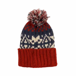 Fair Isle Knit Beanie with Pom-Pom