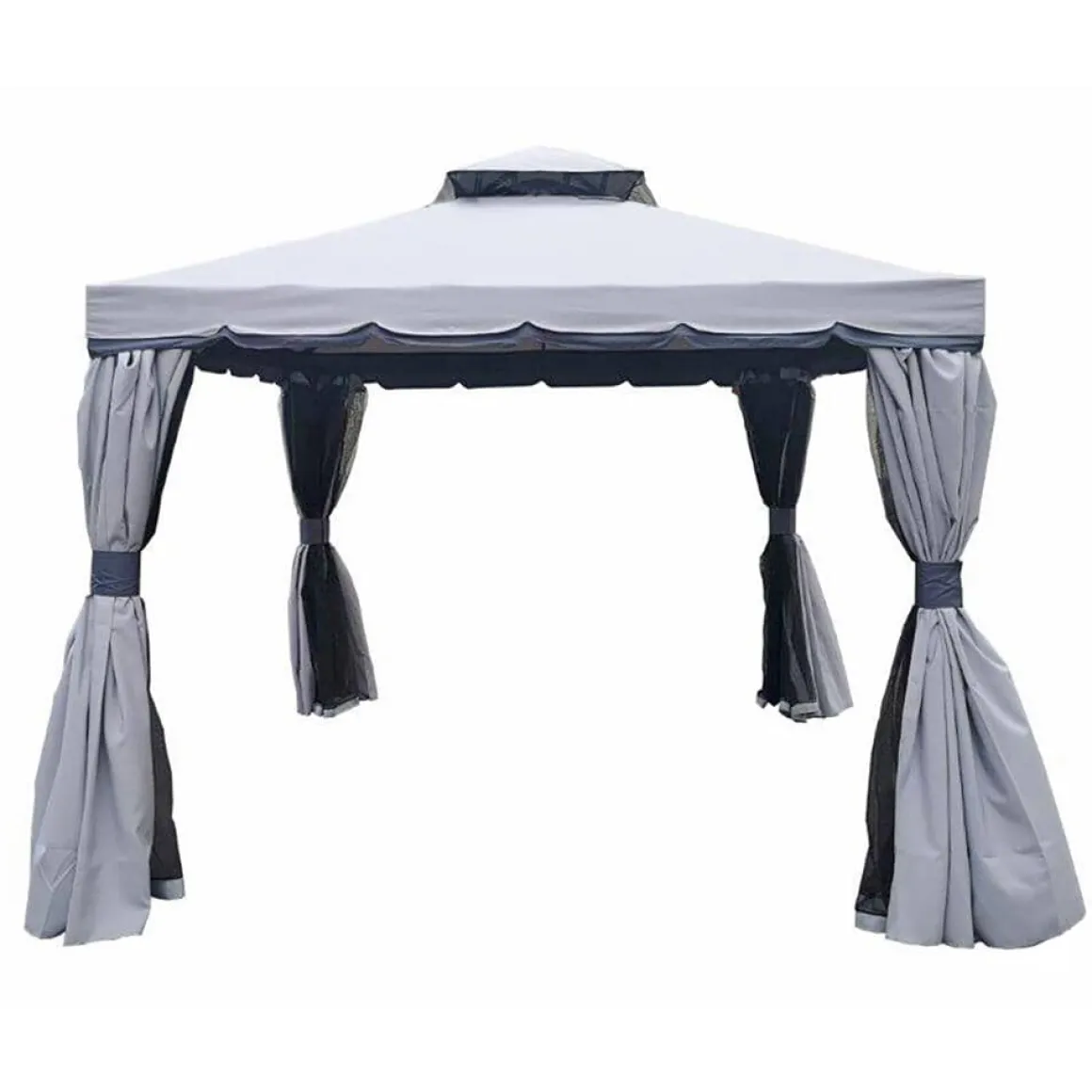 Gazebo with Mosquito Netting and Curtains | 10 x 10' Grey