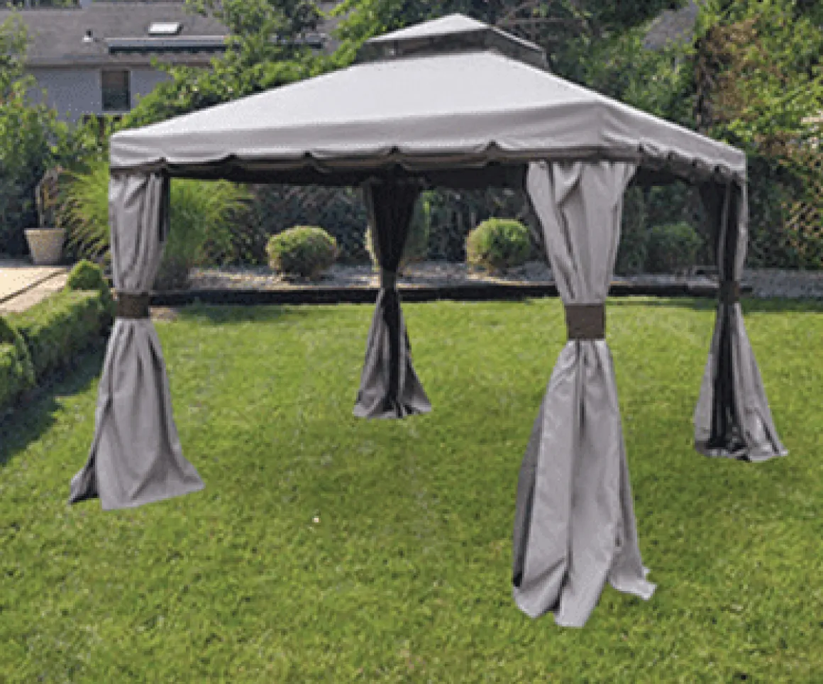 Gazebo with Mosquito Netting and Curtains | 10 x 10' Grey