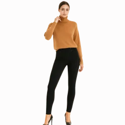 High-Waisted Slim Pants with Button Detail