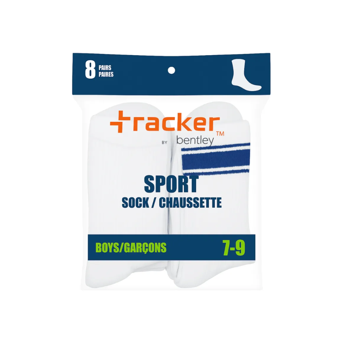 8-Pack Sport Crew Socks (Ages 7–9)