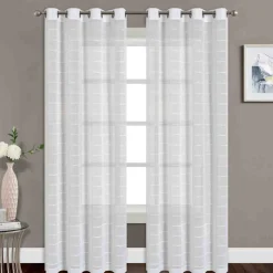 2pk Grommet Panel Layla White Faux Linen Sheer