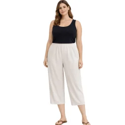 Plus Size Cropped Wide-Leg Pants