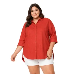 Plus Size Long Sleeve Button-Up Shirt
