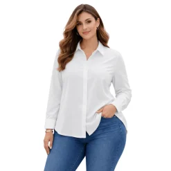 Plus Size Long Sleeve Button-Up Shirt