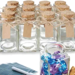 Set/12 Glass Jars With Cork Lid