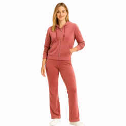 Velour Zip Hoodie & Flared Lounge Pant Set
